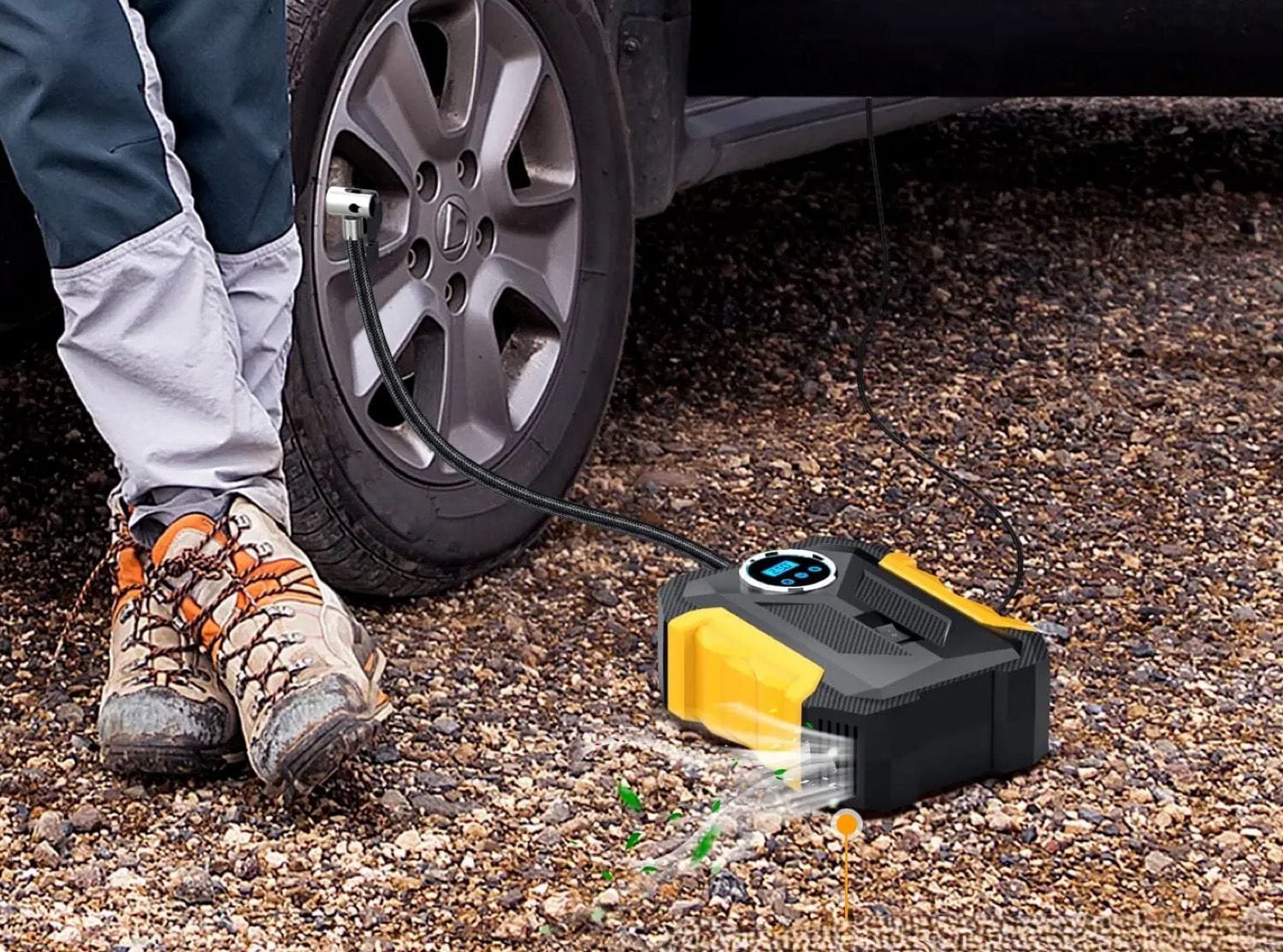 Bomba de Aire Portátil Con Linterna